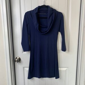Susana Monaco Cowl Neck Dress 3/4 Sleeve Stretch Knit Comfy Small‎ minimaist